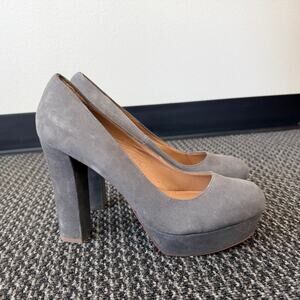Steve Madden Women's "Betty" Gray Suede Chunky Heels Platform Pumps Size 11